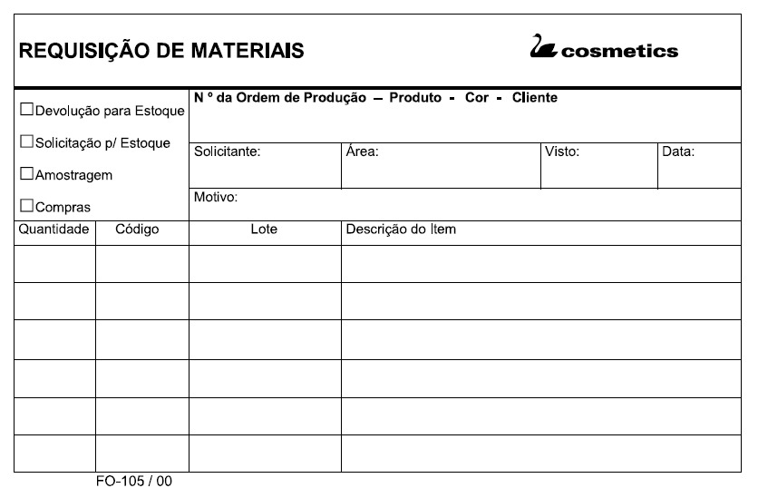BLOCO DE REQUISIÇÃO DE MATERIAIS